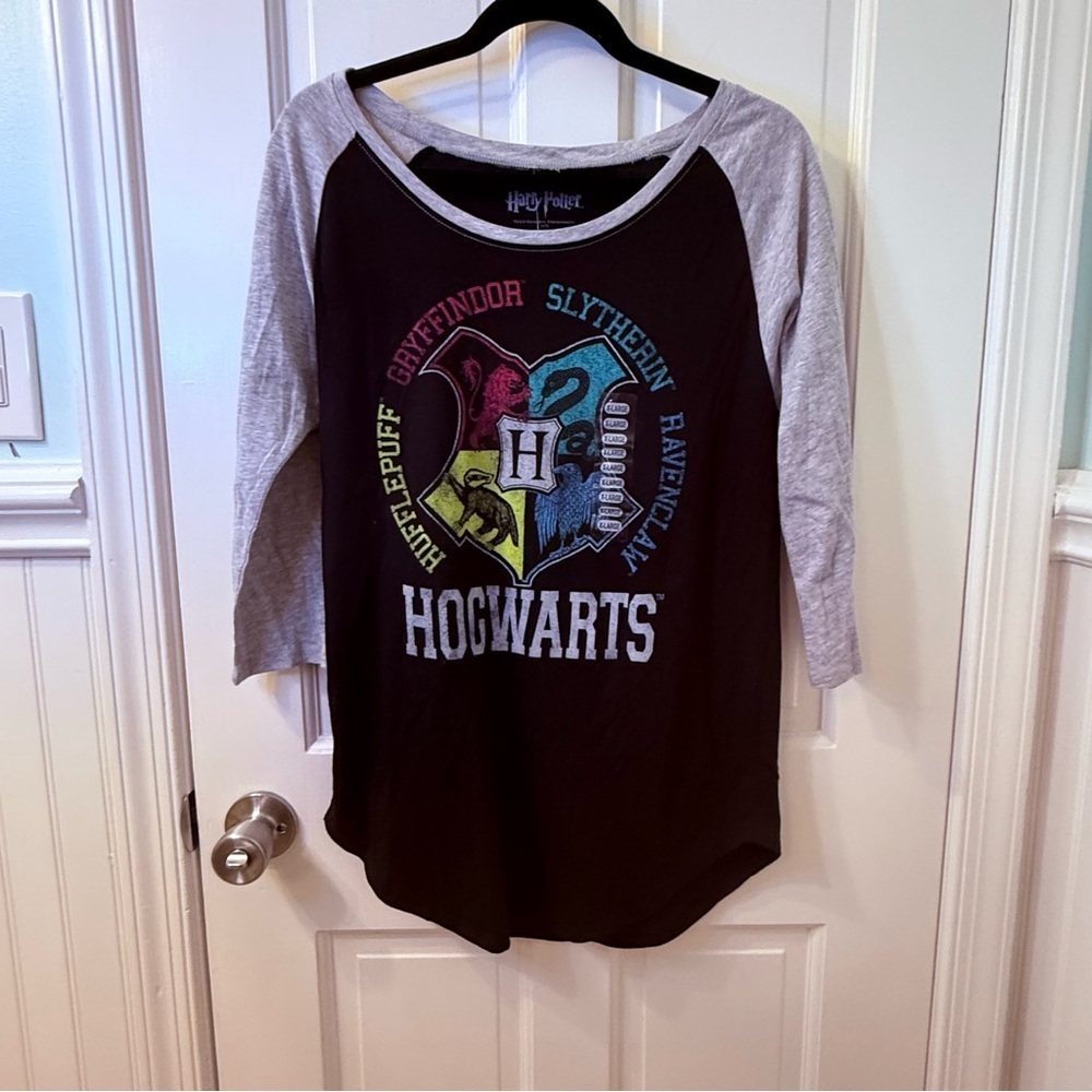 Hogwarts Black and Gray Long Sleeve Tee